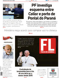 Capa do jornal Folha Londrina 22/10/2020