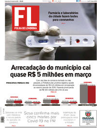 Capa do jornal Folha Londrina 23/04/2020