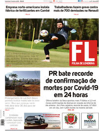 Capa do jornal Folha Londrina 23/07/2020