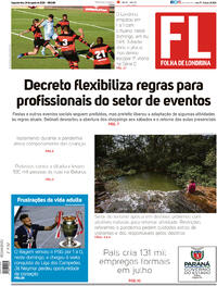 Capa do jornal Folha Londrina 24/08/2020