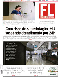 Capa do jornal Folha Londrina 25/07/2020