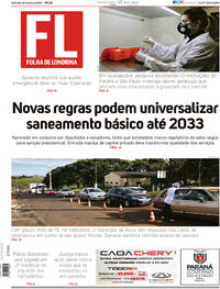 Capa do jornal Folha Londrina 26/06/2020