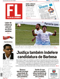 Capa do jornal Folha Londrina 26/10/2020