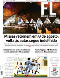 Capa do jornal Folha Londrina 27/07/2020