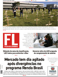 Capa do jornal Folha Londrina 27/08/2020