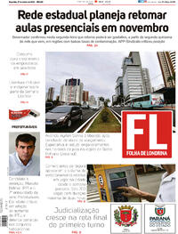 Capa do jornal Folha Londrina 27/10/2020