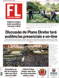 Capa do jornal Folha Londrina 27/11/2020
