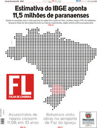 Capa do jornal Folha Londrina 28/08/2020