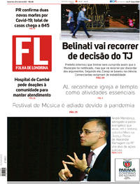 Capa do jornal Folha Londrina 29/04/2020