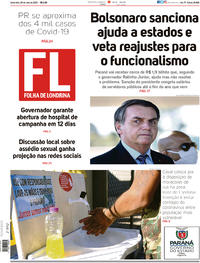 Capa do jornal Folha Londrina 29/05/2020