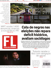 Capa do jornal Folha Londrina 29/08/2020