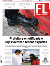 Capa do jornal Folha Londrina 30/04/2020