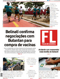Capa do jornal Folha Londrina 30/12/2020