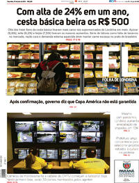 Capa do jornal Folha Londrina 01/06/2021