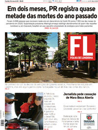 Capa do jornal Folha Londrina 02/03/2021