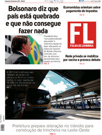 Capa do jornal Folha Londrina 06/01/2021