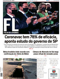 Capa do jornal Folha Londrina 08/01/2021