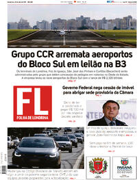 Capa do jornal Folha Londrina 08/04/2021