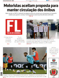 Capa do jornal Folha Londrina 08/06/2021