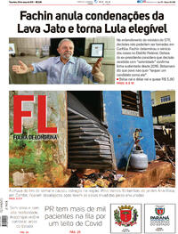 Capa do jornal Folha Londrina 09/03/2021