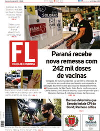 Capa do jornal Folha Londrina 09/04/2021