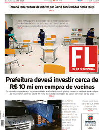 Capa do jornal Folha Londrina 10/03/2021