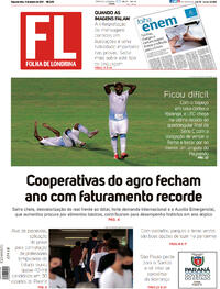 Capa do jornal Folha Londrina 11/01/2021