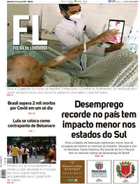 Capa do jornal Folha Londrina 11/03/2021