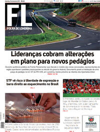 Capa do jornal Folha Londrina 12/02/2021