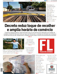 Capa do jornal Folha Londrina 14/04/2021
