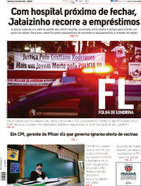 Capa do jornal Folha Londrina 14/05/2021