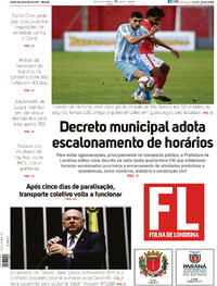 Capa do jornal Folha Londrina 15/04/2021