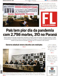 Capa do jornal Folha Londrina 17/03/2021