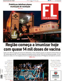 Capa do jornal Folha Londrina 19/01/2021