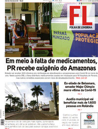 Capa do jornal Folha Londrina 19/03/2021