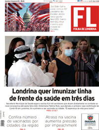 Capa do jornal Folha Londrina 20/01/2021