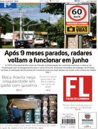 Capa do jornal Folha Londrina 20/04/2021