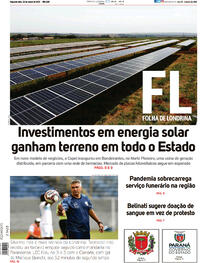 Capa do jornal Folha Londrina 22/03/2021