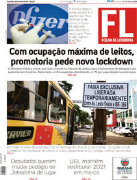Capa do jornal Folha Londrina 24/02/2021