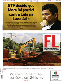 Capa do jornal Folha Londrina 24/03/2021