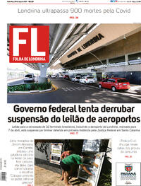 Capa do jornal Folha Londrina 26/03/2021
