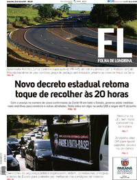 Capa do jornal Folha Londrina 26/05/2021