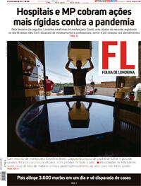 Capa do jornal Folha Londrina 27/03/2021