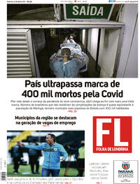 Capa do jornal Folha Londrina 30/04/2021
