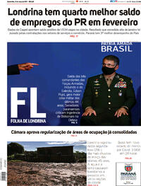 Capa do jornal Folha Londrina 31/03/2021