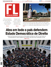 Capa do jornal Folha Londrina 12/08/2022