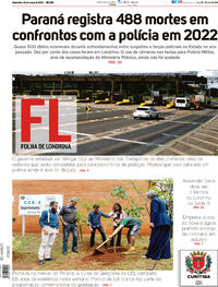Capa do jornal Folha Londrina 03/03/2023