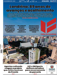 Capa do jornal Folha Londrina 09/12/2023