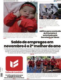 Capa do jornal Folha Londrina 29/12/2023