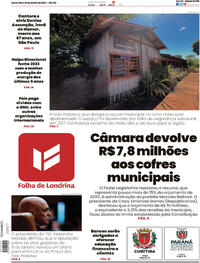 Capa do jornal Folha Londrina 05/01/2024